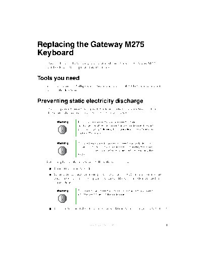 Gateway M275 REMOVE REPLACE KEYBOARD  Gateway M275 REMOVE REPLACE KEYBOARD.pdf