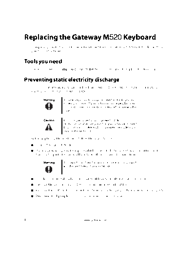 Gateway M520 REMOVE REPLACE KEYBOARD  Gateway M520 REMOVE REPLACE KEYBOARD.pdf