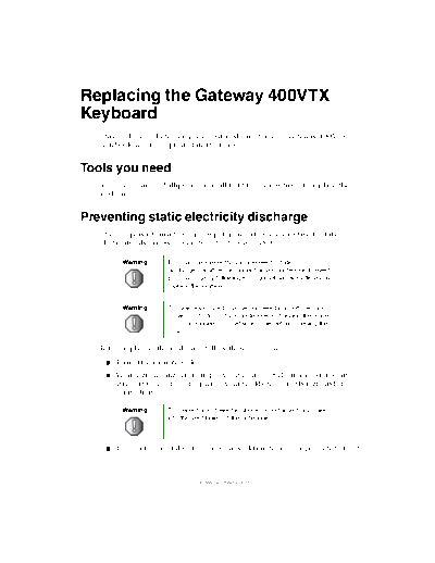 Gateway 400VTX REMOVE REPLACE KEYBOARD  Gateway 400VTX REMOVE REPLACE KEYBOARD.pdf