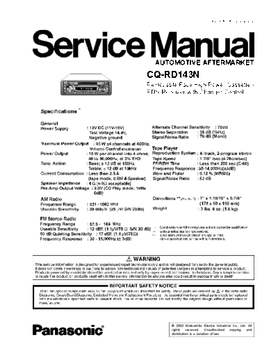 panasonic CQ-RD143N  panasonic Car Audio CQ-RD143N.pdf