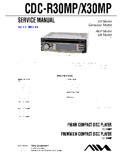 AIWA CDC-R30MP X30MP  AIWA Car Audio CDC-R30MP_X30MP.pdf