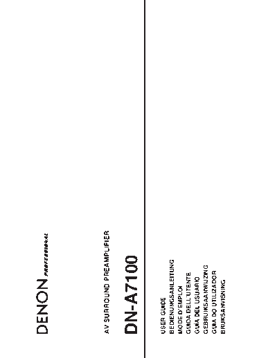 DENON  DN-A7100  DENON AV Surround Preamplifier AV Surround Preamplifier Denon - DN-A7100  DN-A7100.pdf