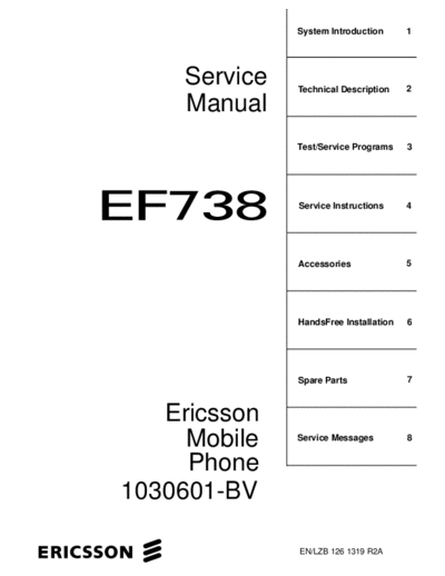 Ericsson FRONTMAT  . Rare and Ancient Equipment Ericsson Mobile Phones ERICSSON EF738 FRONTMAT.PDF