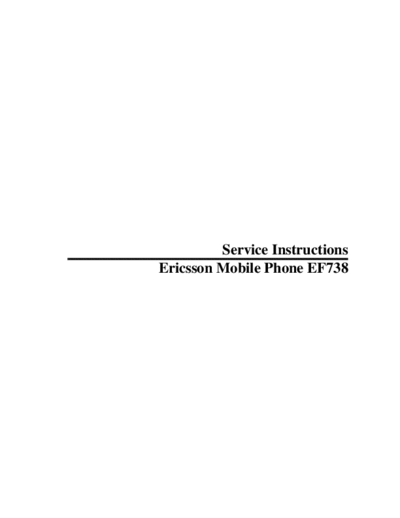 Ericsson SERVINST  . Rare and Ancient Equipment Ericsson Mobile Phones ERICSSON EF738 SERVINST.PDF