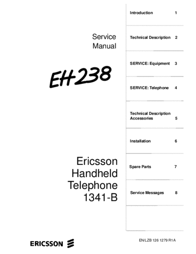 Ericsson INDEX  . Rare and Ancient Equipment Ericsson Mobile Phones ERICSSON EH238 INDEX.PDF