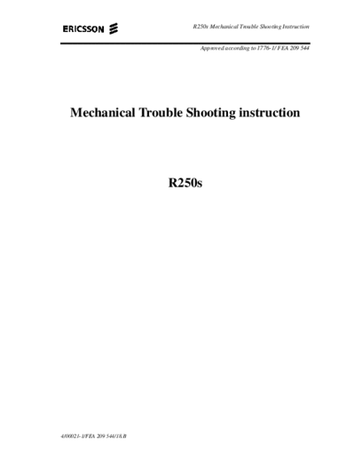 Ericsson R250 trouble shoting instr  . Rare and Ancient Equipment Ericsson Mobile Phones ERICSSON R250 R250_trouble_shoting_instr.PDF