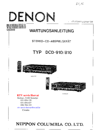 DENON  DCD-910 & 810  DENON CD Player CD Player Denon - DCD-910 & 810  DCD-910 & 810.PDF