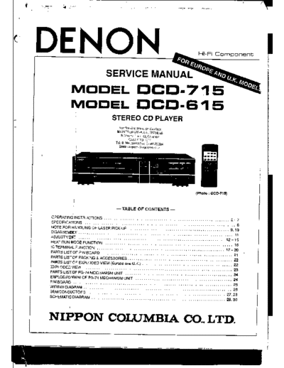 DENON  DCD-715 & 615  DENON CD Player CD Player Denon - DCD-715 & 615  DCD-715 & 615.PDF