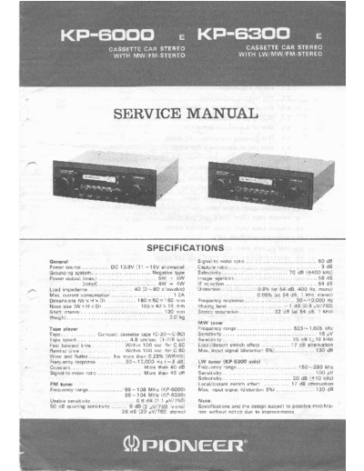 Pioneer KP-6000, KP-6300  Pioneer KP KP-6000 & KP-6300 PIONEER KP-6000, KP-6300.pdf