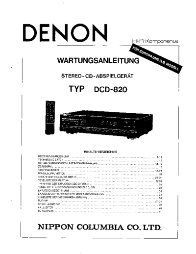 DENON  DCD-820  DENON CD Player CD Player Denon - DCD-820  DCD-820.PDF