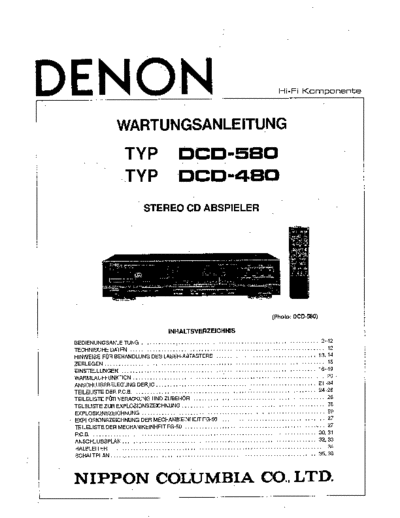 DENON  DCD-580 & 480  DENON CD Player CD Player Denon - DCD-580 & 480  DCD-580 & 480.PDF