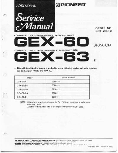 Pioneer GEX-60, GEX-63 SCHEMATIC  Pioneer GEX GEX-60 & GEX-63 PIONEER GEX-60, GEX-63 SCHEMATIC.pdf