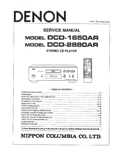DENON  DCD-1650AR - DCD-2880AR  DENON CD Player CD Player Denon - DCD-1650AR - DCD-2880AR  DCD-1650AR - DCD-2880AR.PDF