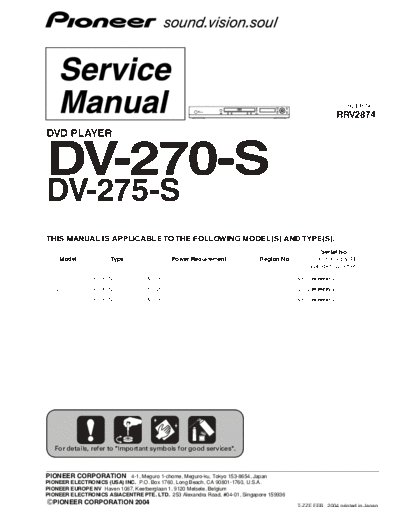 Pioneer DV-270-S, DV-275-S  Pioneer DV DV-270S & DV-275S Pioneer DV-270-S, DV-275-S.pdf