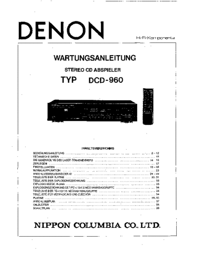 DENON  DCD-960  DENON CD Player CD Player Denon - DCD-960  DCD-960.PDF