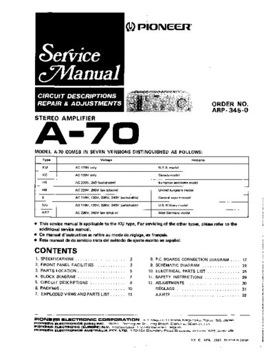 Pioneer A-70  Pioneer A A-70 PIONEER A-70.pdf