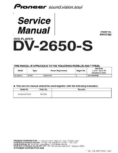 Pioneer DV-2650-S  Pioneer DV DV-2650-S Pioneer DV-2650-S.pdf