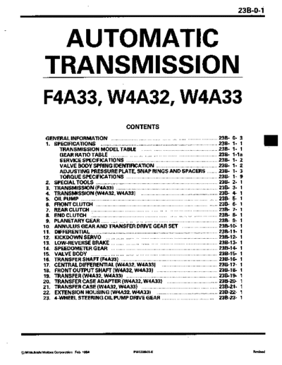 MITSUBISHI 23B  MITSUBISHI Transmission FRONT WHEEL DRIVE AUTOMATIC TRANSMISSION 23B.pdf
