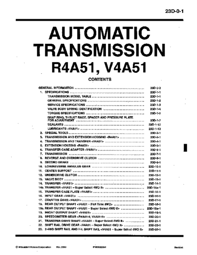 MITSUBISHI 23D  MITSUBISHI Transmission REAR WHEEL DRIVE AUTOMATIC TRANSMISSION 23D.pdf