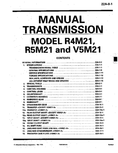 MITSUBISHI 22A  MITSUBISHI Transmission REAR WHEEL DRIVE MANUAL TRANSMISSION 22A.pdf