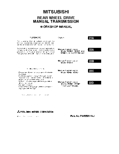 MITSUBISHI G-TITLE  MITSUBISHI Transmission REAR WHEEL DRIVE MANUAL TRANSMISSION G-TITLE.pdf