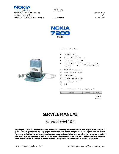NOKIA sm 7200 RH23 level1 2 v1  NOKIA Mobile Phone Nokia_7200 sm_7200_RH23_level1_2_v1.pdf