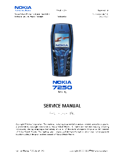 NOKIA 7250 NHL-4J Service manual level 2  NOKIA Mobile Phone Nokia_7250_7250i Nokia_7250_NHL-4J_Service_manual_level_2.pdf