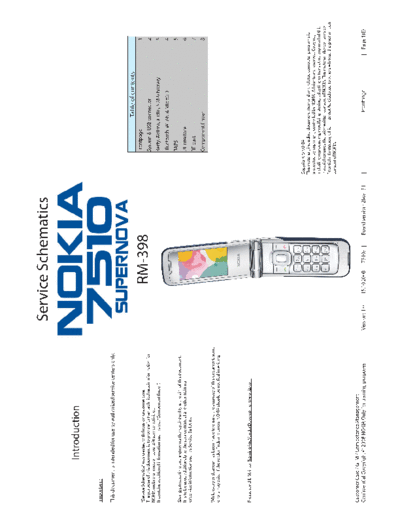 NOKIA 7510 Supernova RM-398 schematics v1 0  NOKIA Mobile Phone Nokia_7510supernova 7510_Supernova_RM-398_schematics_v1_0.pdf