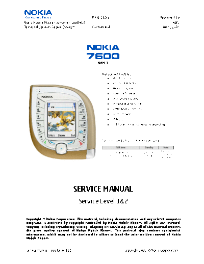NOKIA sm 7600 nmm3 level1 2 v1  NOKIA Mobile Phone Nokia_7600 sm_7600_nmm3_level1_2_v1.pdf