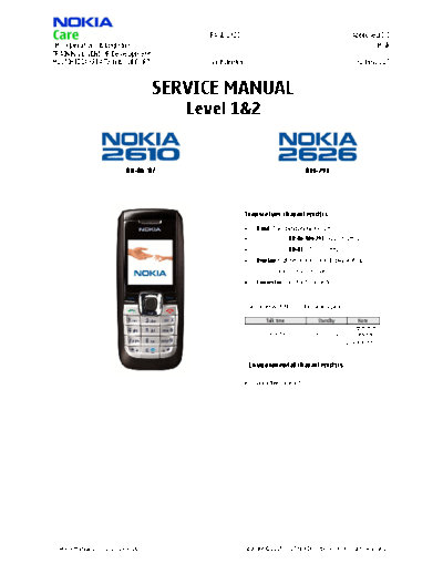 NOKIA 2610 rh-86 87 2626 RM-291 SM Level 1 2  NOKIA Mobile Phone 2610-2626 2610_rh-86_87_2626_RM-291_SM_Level_1_2.pdf