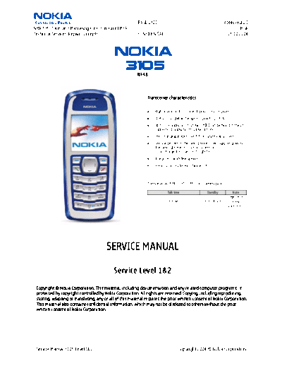 NOKIA 3105 rh-48 service manual l1 2  NOKIA Mobile Phone 3105 3105_rh-48_service_manual_l1_2.pdf