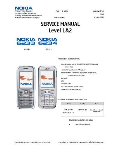 NOKIA 6233 6234 RM-145 RM-123 SM Level 1 2  NOKIA Mobile Phone 6233 6233_6234_RM-145_RM-123_SM_Level_1_2.pdf
