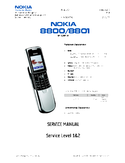NOKIA 8800 rm-13 8801 rm-33 sm level 1 2 v2  NOKIA Mobile Phone 8800 8800_rm-13_8801_rm-33_sm_level_1_2_v2.pdf