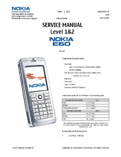 NOKIA E60 RM-49 SM Level1 2  NOKIA Mobile Phone E60 E60_RM-49_SM_Level1_2.pdf