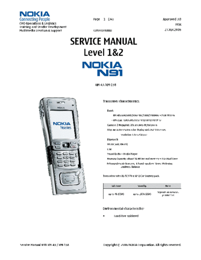 NOKIA N91 RM-43 RM-158 SM Level 1 2  NOKIA Mobile Phone N91 N91_RM-43_RM-158_SM_Level_1_2.pdf