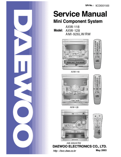 Daewoo AXW-118 & 128 & AMI-926LW  Daewoo AXW AXW-118 & 128 & AMI-926LW AXW-118 & 128 & AMI-926LW.pdf