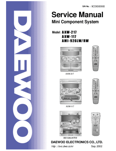 Daewoo AXW-217 & 117 & AMI-926LW  Daewoo AXW AXW-217 & 117 & AMI-926LW AXW-217 & 117 & AMI-926LW.pdf