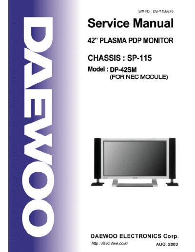 Daewoo DP-42SM v3  Daewoo DP DP-42SM DP-42SM v3.pdf
