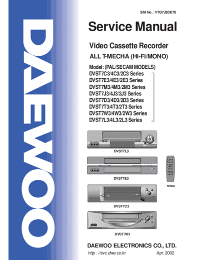 Daewoo DV-ST7L3 & ST7E3 & ST7C3 & ST7B3  Daewoo DV DV-ST7L3 & ST7E3 & ST7C3 & ST7B3 DV-ST7L3 & ST7E3 & ST7C3 & ST7B3.pdf