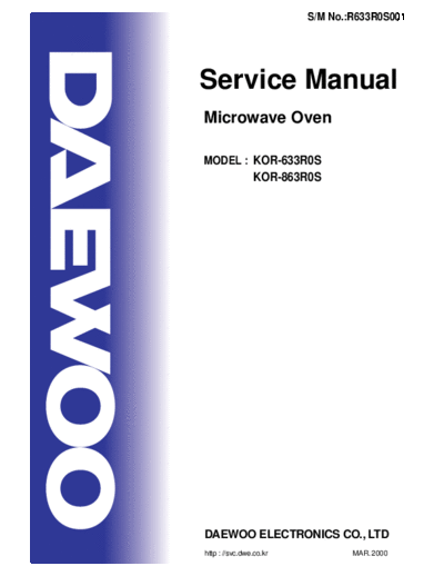 Daewoo KOR-633R0S & 863R0S  Daewoo KOR KOR-633R0S & 863R0S KOR-633R0S & 863R0S.pdf