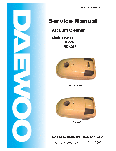 Daewoo RC-507 & RC-408F  Daewoo RC RC-507 & RC-408F RC-507 & RC-408F.pdf