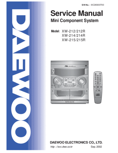 Daewoo XW-212 & 214 & 215  Daewoo XW XW-212 & 214 & 215 XW-212 & 214 & 215.pdf