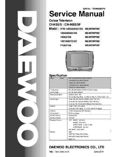 Daewoo CM-905S & SF  Daewoo hassis CM CM-905S & SF CM-905S & SF.pdf