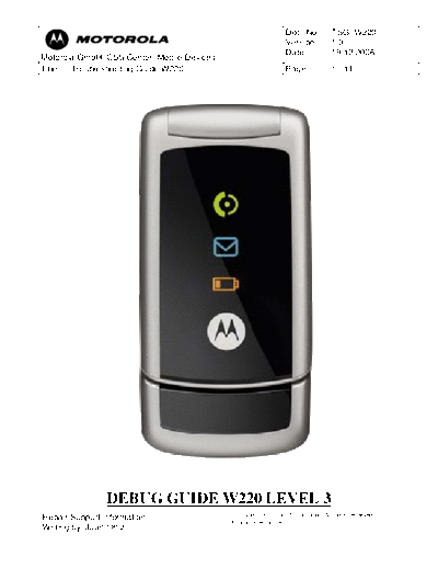 motorola Debug guide level 3 W220  motorola Mobile Phone W220_sm Debug_guide_level_3_W220.pdf