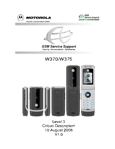 motorola W370 W375 Circuit Description  motorola Mobile Phone W370_W375_sm W370_W375_Circuit_Description.pdf