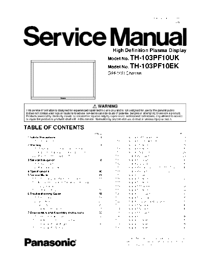 panasonic TH-103PF10UK TH-103PF10EK [SM]  panasonic Training Manuals Panasonic TH-103PF10UK TH-103PF10EK [SM].rar