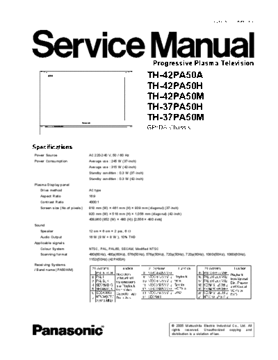 panasonic TH-42PA50H TH-37PA50M TH-42PA50A TH-42PA50M TH-37PA50H [SM]  panasonic Training Manuals Panasonic TH-42PA50H TH-37PA50M TH-42PA50A TH-42PA50M TH-37PA50H [SM].rar