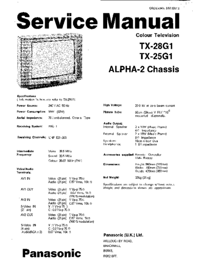 panasonic alpha2 tx-25 28g1 a25g1  panasonic TV alpha2_tx-25_28g1_a25g1.zip