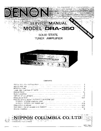 DENON  DRA-350  DENON AM FM Stereo Receiver AM FM Stereo Receiver Denon - DRA-350  DRA-350.PDF