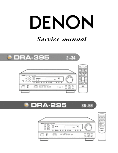 DENON  DRA-395 & DRA-295  DENON AM FM Stereo Receiver AM FM Stereo Receiver Denon - DRA-395 & DRA-295  DRA-395 & DRA-295.PDF
